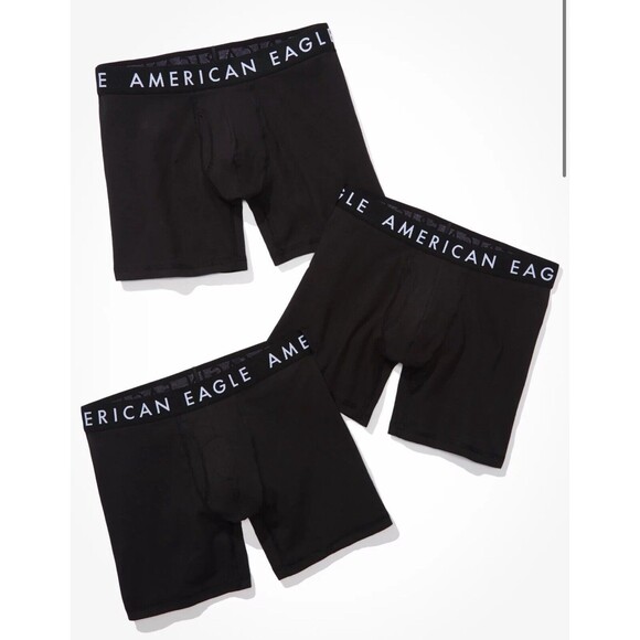 Size S Mens American Eagle Outfitters Solid 6" Regular Boxer Brief Black 3-Pack - Picture 1 of 3